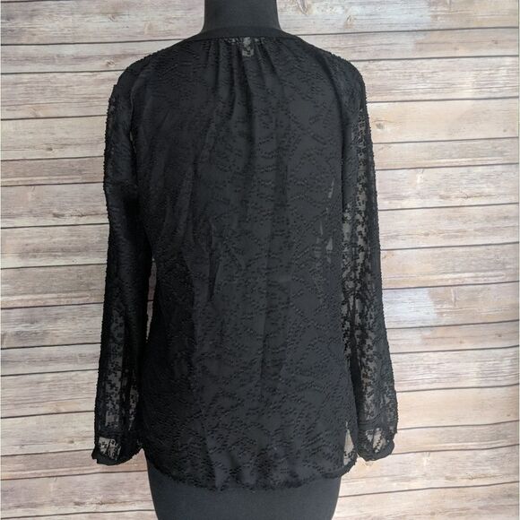 Banana Republic Black Sheer Button Up Blouse - Picture 3 of 5